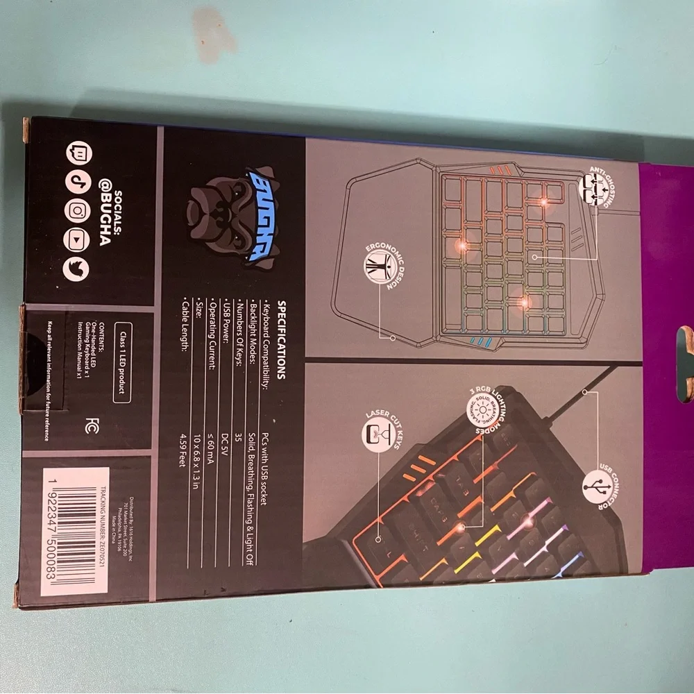 3 Pieces. - 2 1-Handed Gaming Keyboard & 1 LED Monitor Riser
